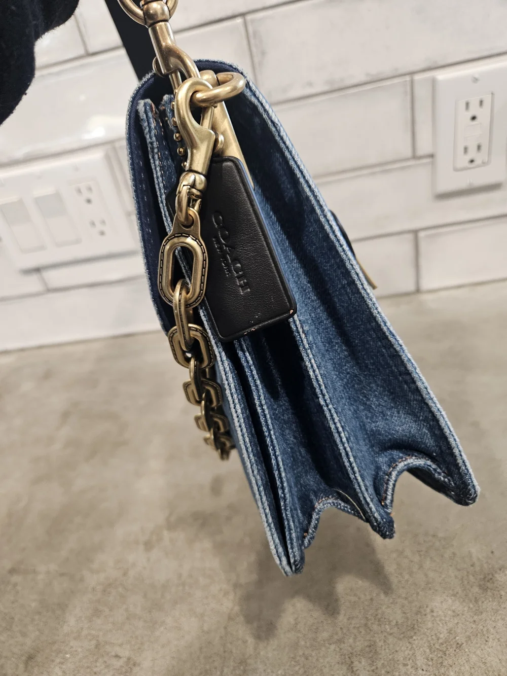 COACH Denim Chain Tabby 30
